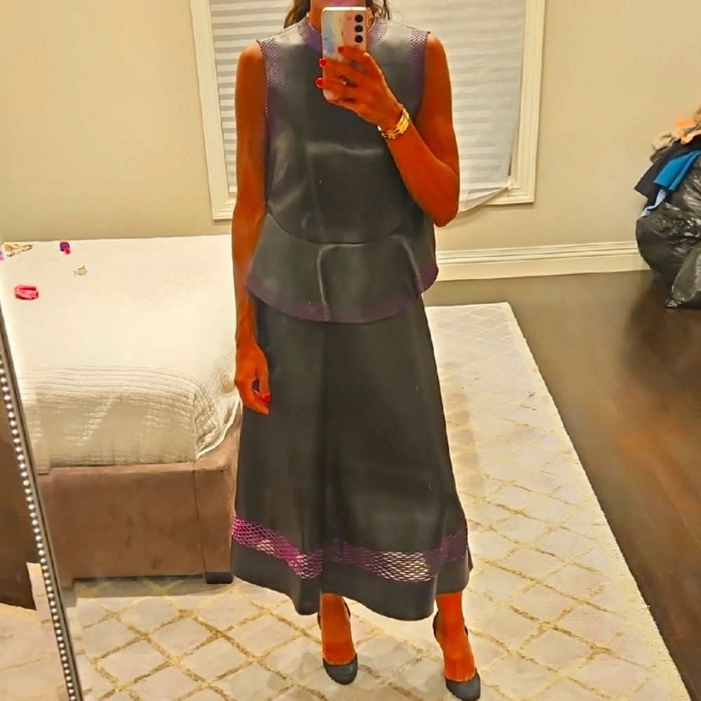 WOMEN'S AUTHENTIC BALENCIAGA PARIS BLACK LEATHER CUTOUT COCKTAIL DRESS 38 $4850